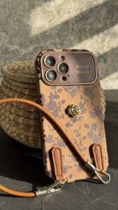 قاب موبایل آیفون گل و برگ پاییزی + بندست - تصویر 3