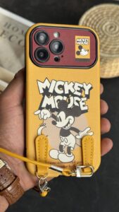 قاب موبایل آیفون میکی موس لیمویی + بندست