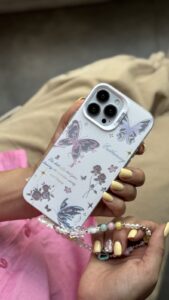 قاب موبایل ( آیفون - سامسونگ ) گل و پروانه لوناریا + بندست - تصویر 3