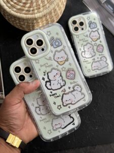 قاب موبایل آیفون گربه میومیو آیینه ای سبز - تصویر 3