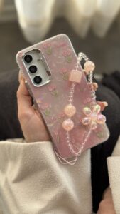 قاب موبایل ( سامسونگ ) گل لاله عباسی تولیپس صورتی + بندست - تصویر 3