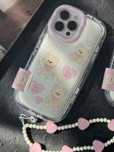 قاب موبایل آیفون خرس ولن تاین بندست قلبی - تصویر 2