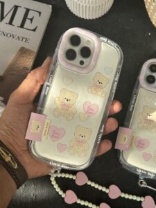 قاب موبایل آیفون خرس ولن تاین بندست قلبی