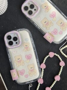 قاب موبایل آیفون خرس ولن تاین بندست قلبی - تصویر 3