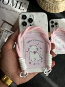 قاب موبایل آیفون گربه گل گلی کیچن جاکارتی بنددار