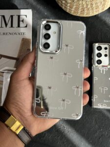 قاب موبایل سامسونگ پاپیون آیینه ای نگین دار - تصویر 2