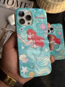 قاب موبایل آیفون پری دریایی پولکی اکلیلی ( بدون بند ) - تصویر 2