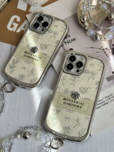 قاب موبایل آیفون باغ سلطنتی + بند ست مروارید - تصویر 3