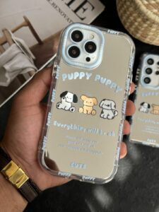 قاب موبایل سامسونگ سه سگ پاپی پاپی آیینه ای آبی - تصویر 2