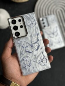 قاب موبایل سامسونگ پروانه شاینی سیلور