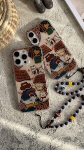 قاب موبایل آیفون سگ پاپی داون تاون + بندست - تصویر 2