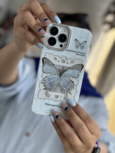 قاب موبایل آیفون اشک پروانه نگین دار - تصویر 3