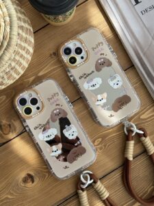 قاب موبایل آیفون سگ پاپی شکلاتی آیینه ای بند کوتاه - تصویر 3