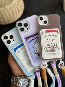 قاب موبایل آیفون تدی بر جاکارتی + بندکوتاه