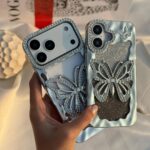 قاب گوشی ایفون پروانه نگین دار سه بعدی