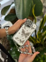 قاب پروانه آینه ای با آویز و محافظ لنز نگین دار (کدC1786) - تصویر 2