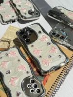 قاب کرومی پروانه و قلب صورتی آیفون و اندرویدی (کدC1825) - تصویر 6