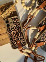 قاب پلنگی قهوه ای سالید با آویز آیفون سامسونگ شیائومی (کدC1925) - تصویر 3