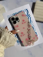 قاب Pink Flower Butterfly با آویز (کدC2116)