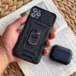 قاب موبایل سامسونگ شاک پروف محافظ لنز کشویی + حلقه - تصویر 2