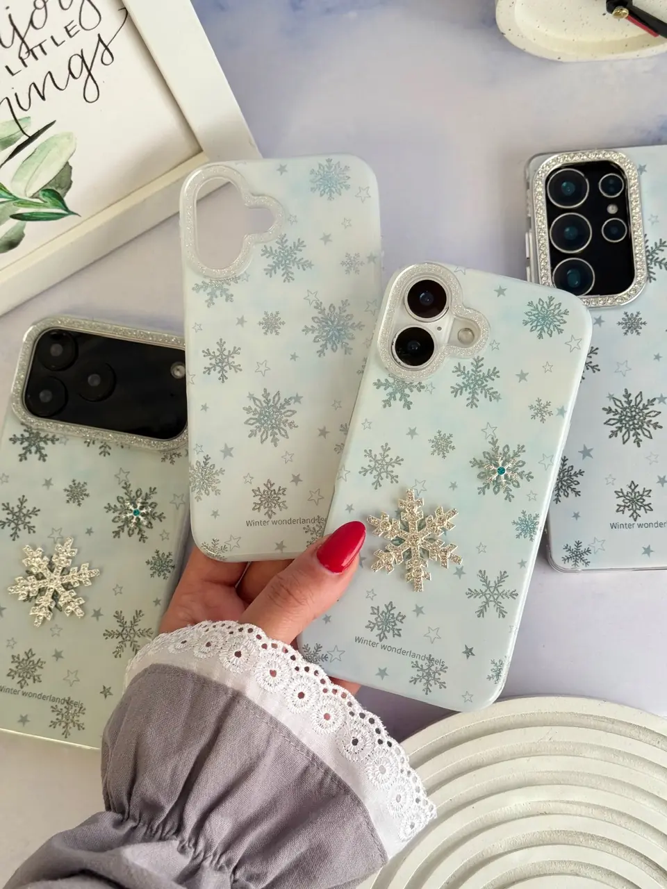 1d0d00 قاب برف و ستاره آیفون (کدC2194) - تصویر 1