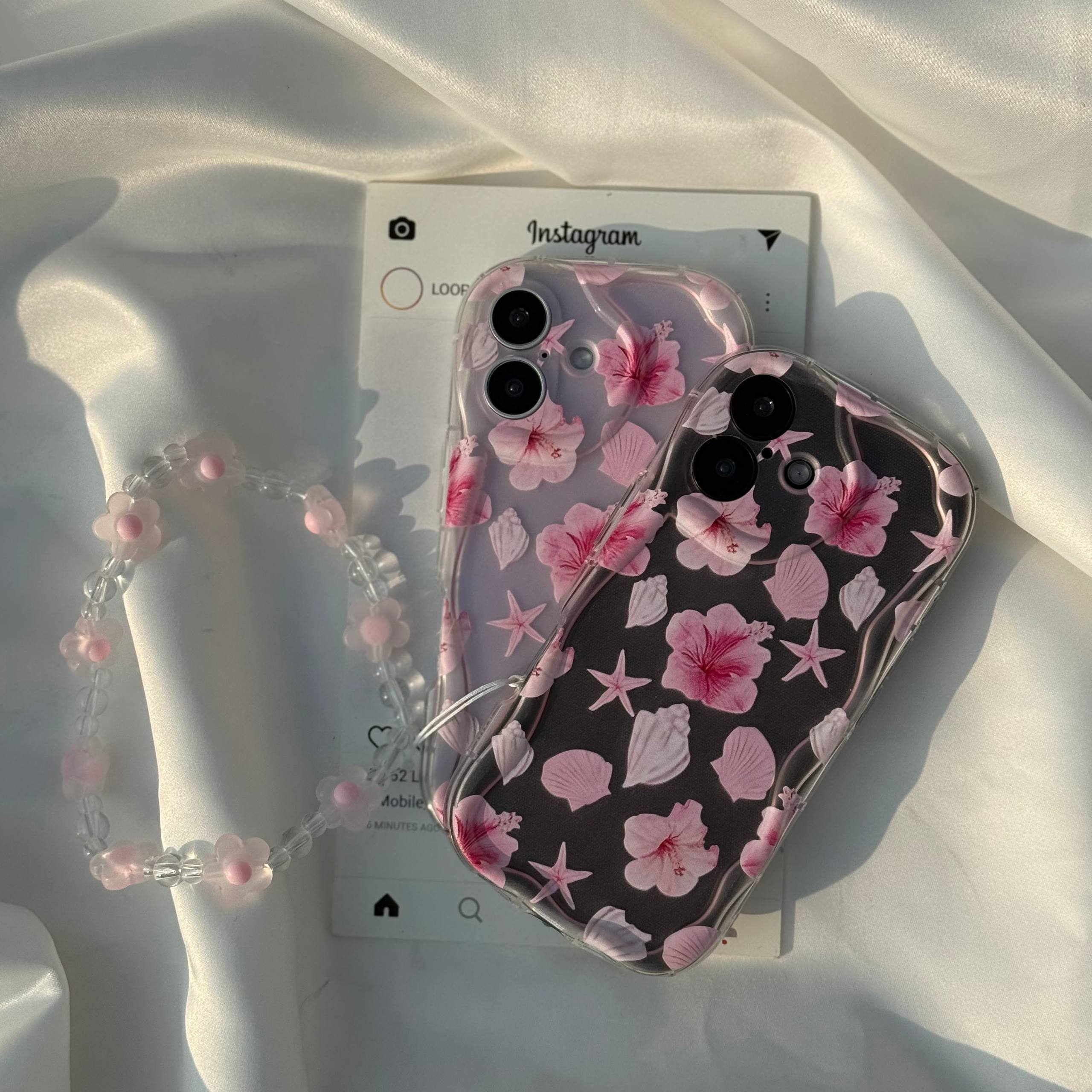 5789898502841241294 قاب گوشی ایفون کاوا دریایی صورتی بهمراه اویز - تصویر 1