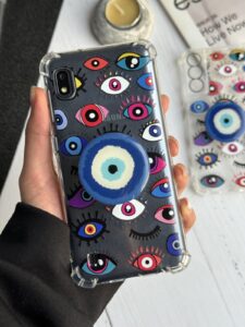 قاب موبایل سامسونگ چشم نظر پشت بیرنگ + پاپسوکت