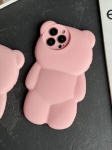 قاب موبایل خرس مینیمال پاستیلی سیلیکونی صورتی - تصویر 3