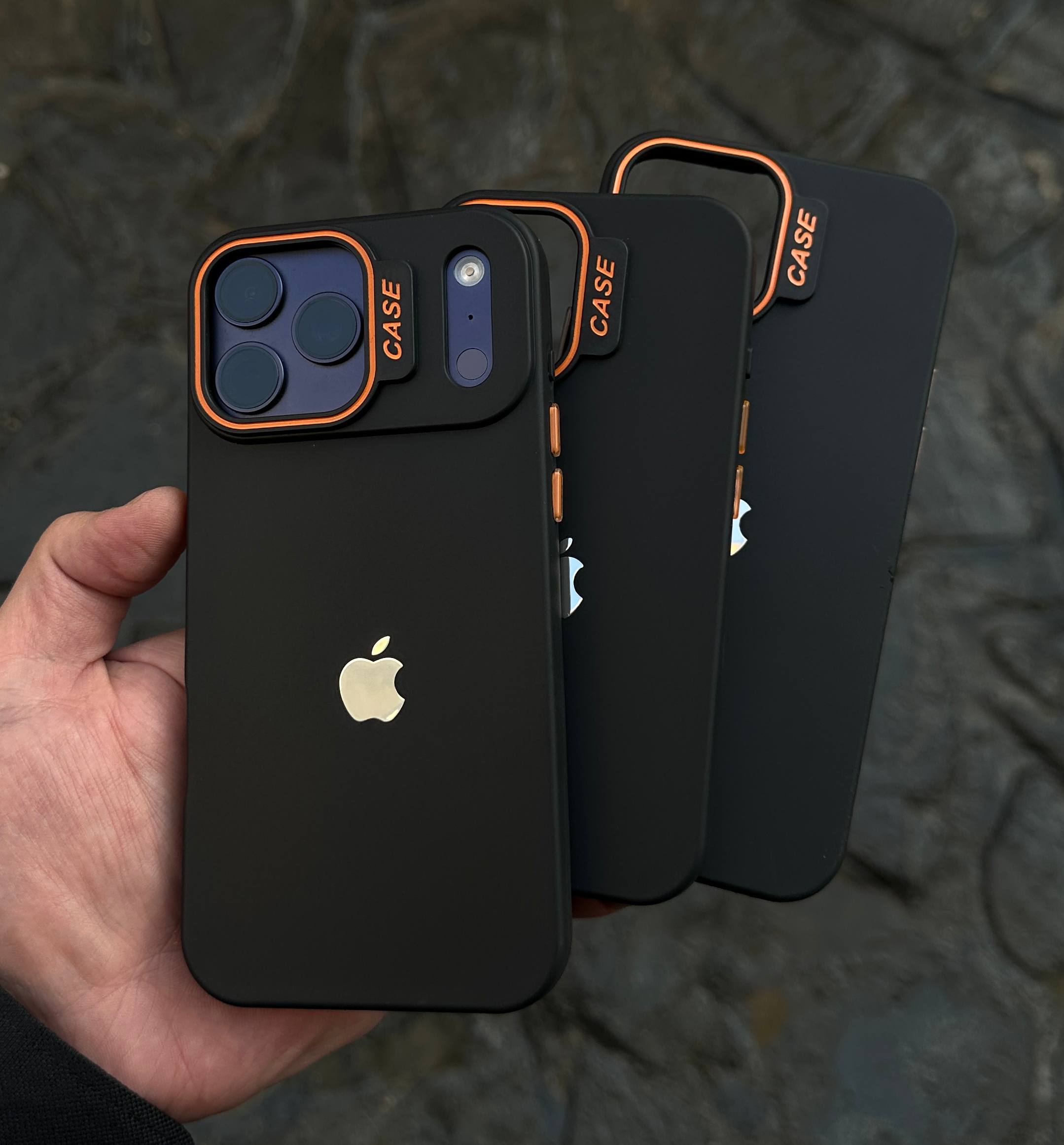 IMG_3100 قاب گوشی ایفون دارك كيس مشكي نارنجي - تصویر 1