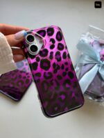 قاب گوشی آیفون پلنگی بنفش