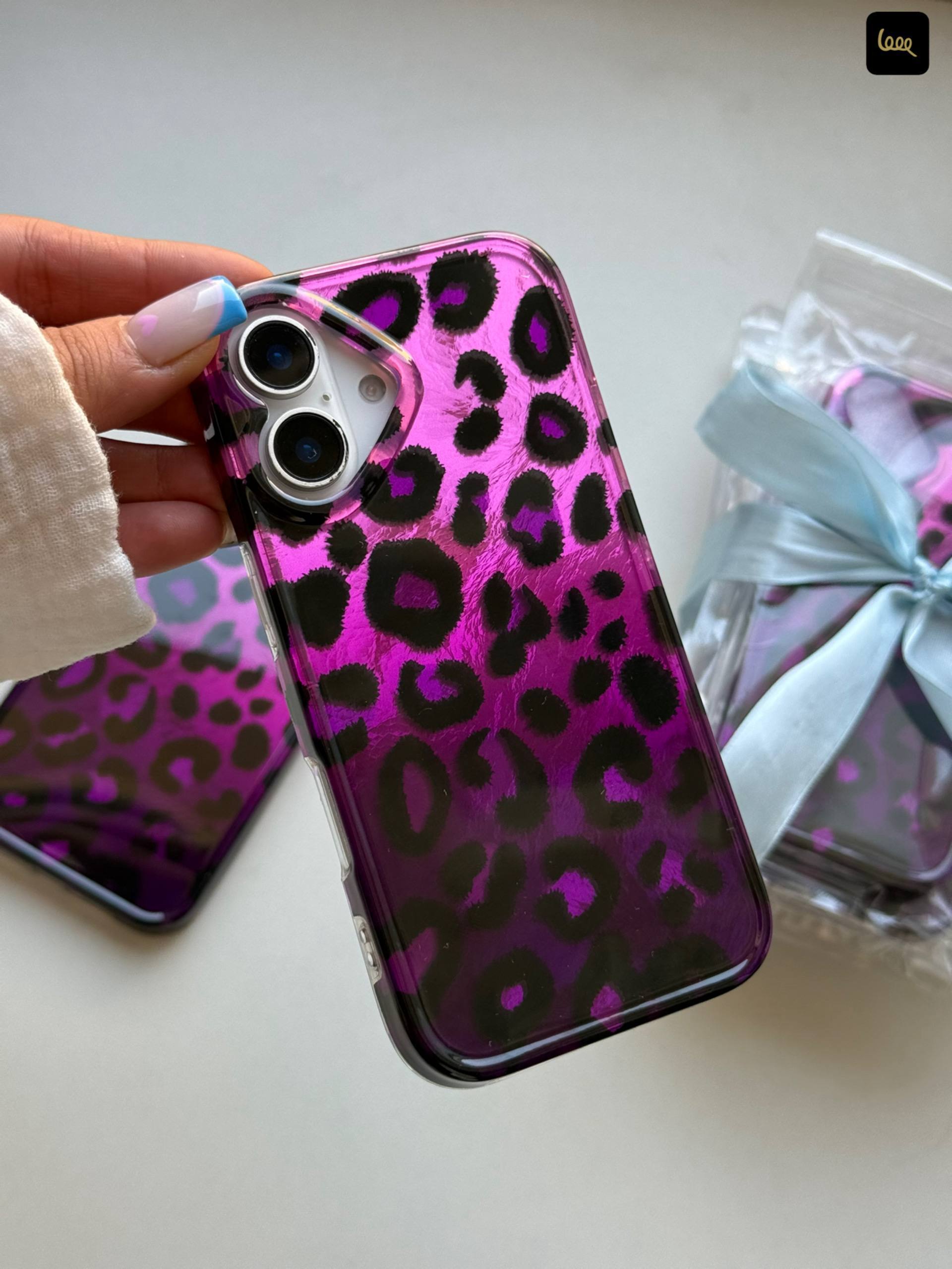 IMG_3545 قاب گوشی آیفون پلنگی بنفش - تصویر 1