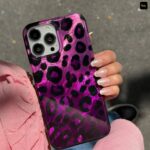 قاب گوشی آیفون پلنگی بنفش - تصویر 3