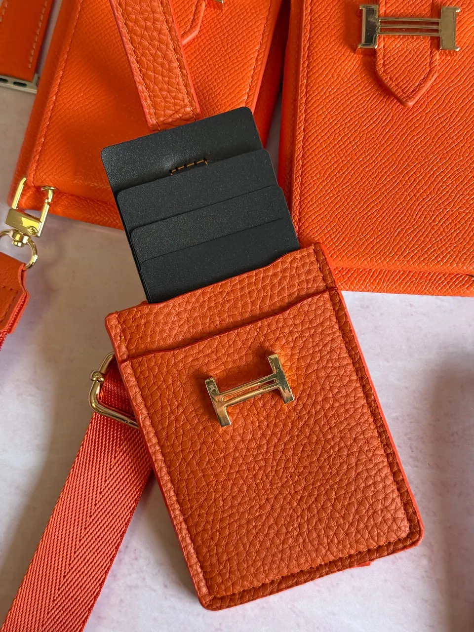 b2327c جاکارتی چرمی هرمس نارنجی (کدa0315) - تصویر 1