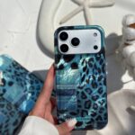 قاب گوشی آیفون پلنگی آبی فیروزه ای - تصویر 2