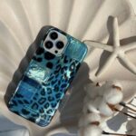 قاب گوشی آیفون پلنگی آبی فیروزه ای